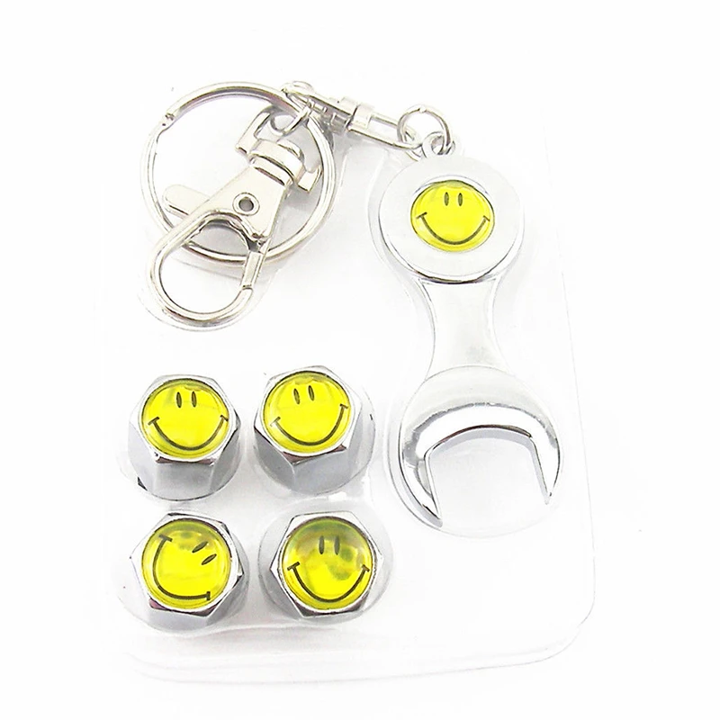 

2 inches Wheel Tire Valve Stem Caps Cover Wrench and 4 Caps Buckle