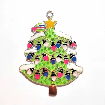 

100pcs 3*5cm Christmas Tree Design Alloy Pendant Fashion Circle Pendant Accessories For Kids Child Chunky Beads Necklace Making