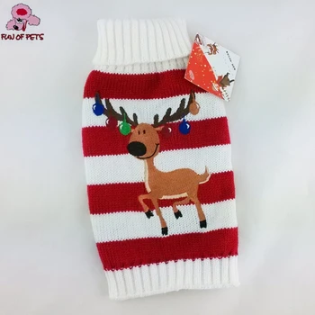 

2017 New Winter Fashion Green/Red Stripe Design Winter Christmas Reindeer Pattern Dog Sweaters Dogs Clothes for Puppy Pets Dogs