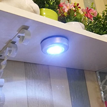 

Silver 3 LED Closet Cabinet Lamp Battery Powered Wireless Stick Tap Touch Push Security Kitchen Wall Car Night Light 1PC