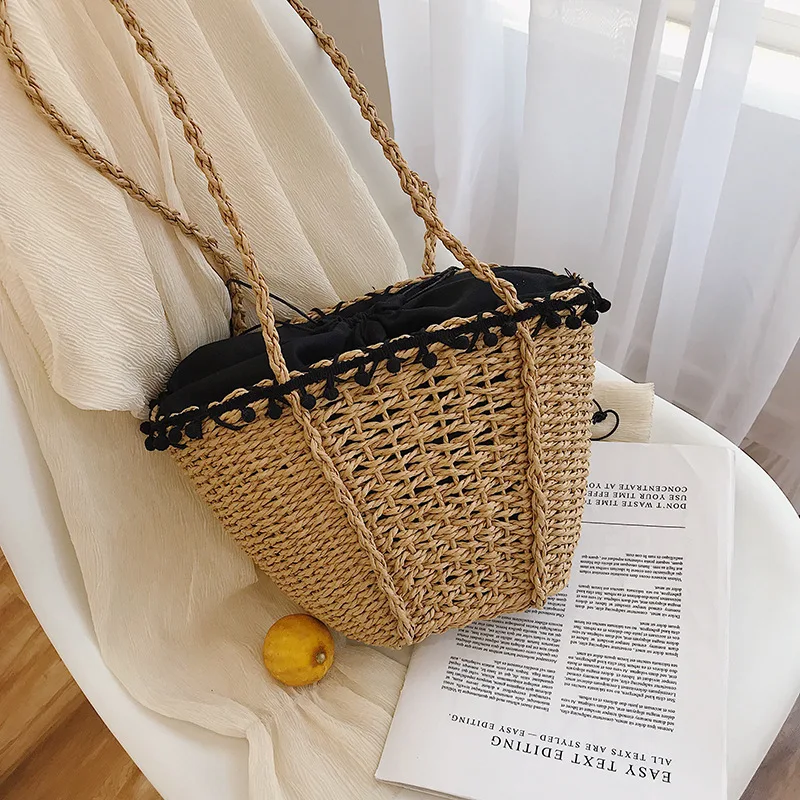 

Female Straw Beach Bag Crossbody Bags For Women 2019 Summer Wicker Designer Handbags Ladies Rattan Shoulder Messenger Bag Sac A