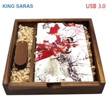 KING SARAS usb3.0 фотография 360 Поворот градусов Орех Деревянный+ коробка usb флеш-накопитель 4 ГБ 8 ГБ 16 ГБ 32 Гб usb 3,0 деревянный