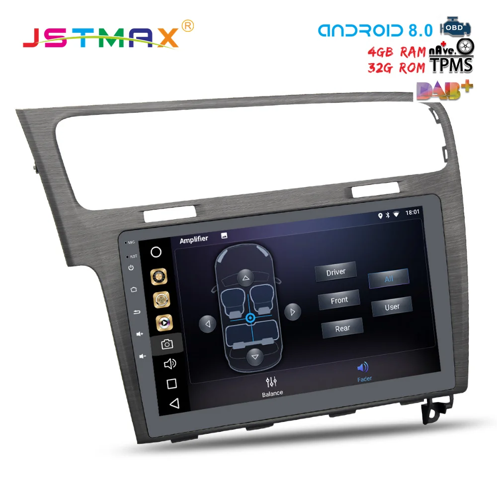JSTMAX 10 2 &quotAndroid 8 0 автомобильный dvd для VW Golf 7 2013 2014 2015 2016 2017 GPS navi Octa Core 4 ГБ 32 Авто