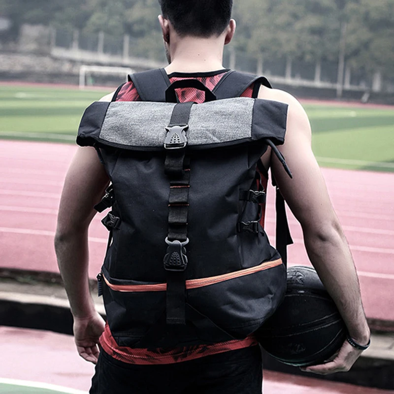 Vente Sac À Dos de Sport en plein air Hommes Grande Capacité sac à Dos de Basket Ball Rugby Randonnée Double Sac À Bandoulière Ordinateur Portable Sac À Dos Trousse de Formation