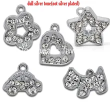 DoreenBeads 10 Смешанная Серебряный Тон Rhinestone Шарм Подвески (B11592), иу