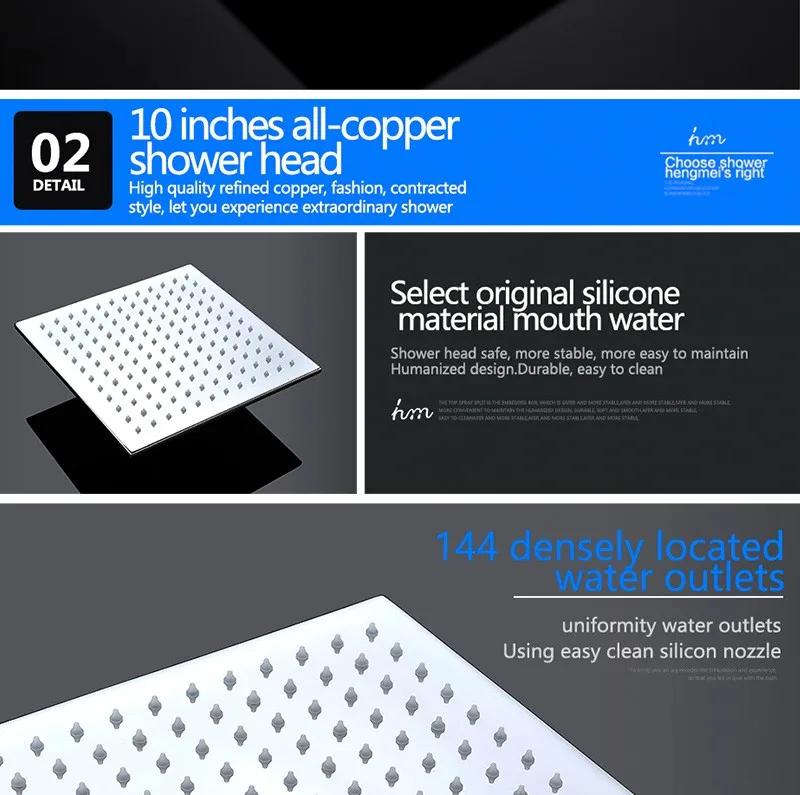 LED Shower Mixer Set Thermostat Faucet Shower Shower Head Powered by Water Square Saving Water Chromed Spout (20)