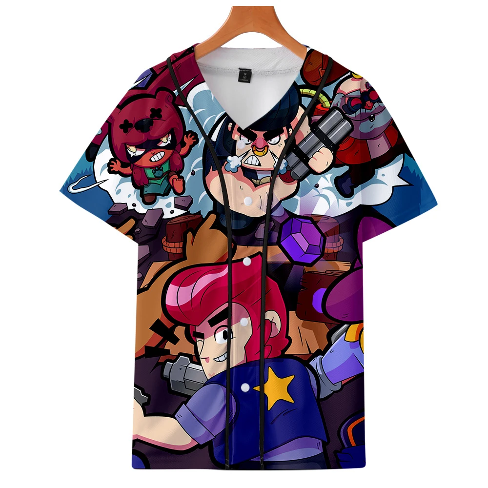 summer 3D Hip Hop BRAWL STARS Baseball T-shirt Men Women short tshirts with Hat cotton cool clothes Boy Short Sleeve shirts tops