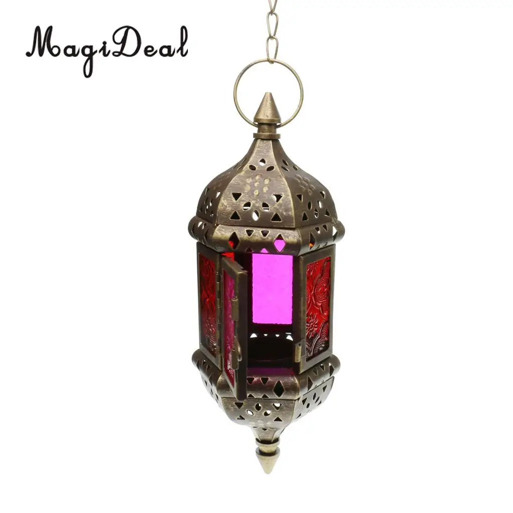 3x Moroccan Style Metal Candle Lantern Candleholder Tealight Holder for Wedding Home Decor Bronze	