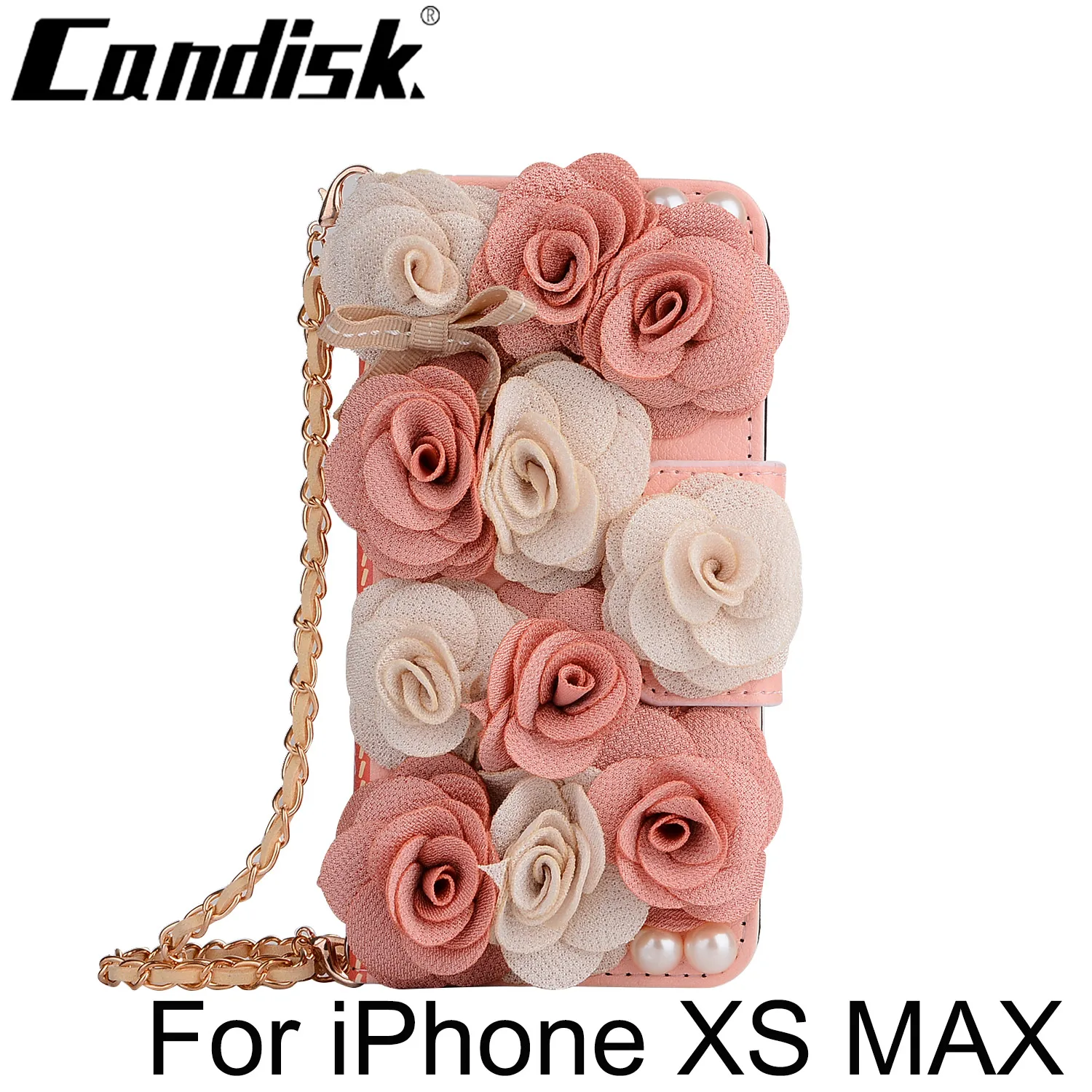 Pearl Rhinestone Vintage Mobile Phone Cases For iPhone XS Max Two-tone Rose Floral PU Flip Leather Pouch Patterned Wallet Bags | Мобильные