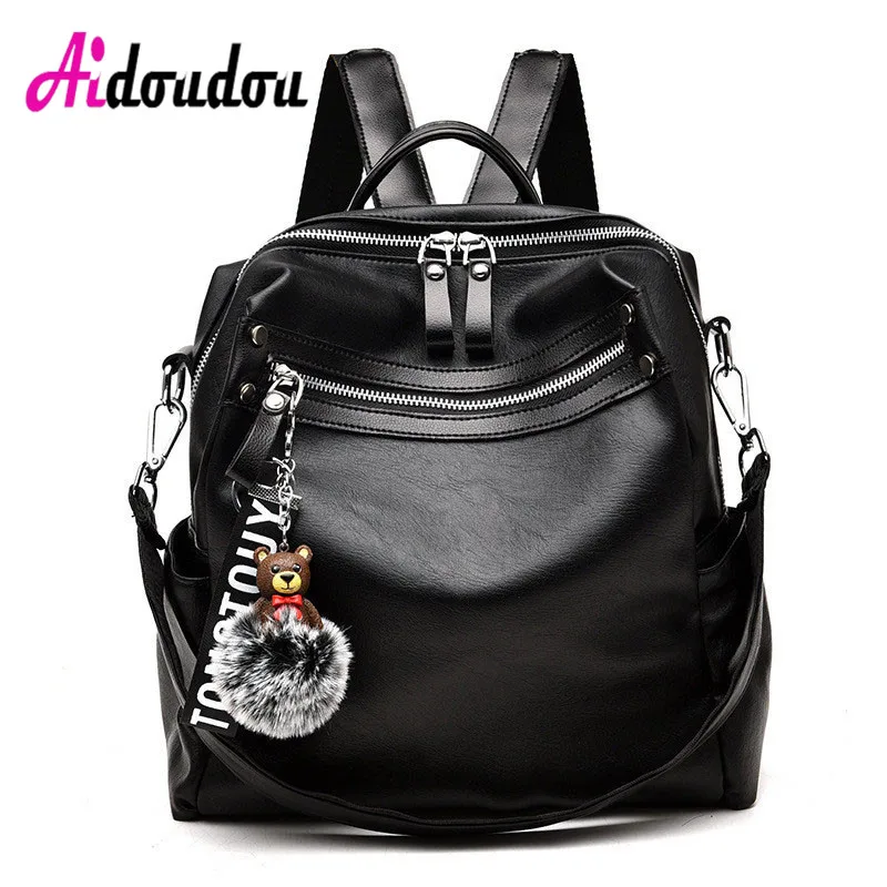 

Aidoudou women backpack women bagpack girl school bag black pu leather daypack luxury school teenage backpack for girls bookbag