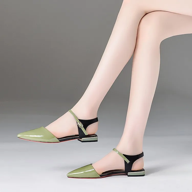 

Big Size 9 10 11 12 high heels sandals women shoes woman summer ladies Flat-soled sandals with pointed buckle straps