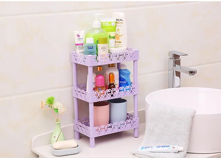 DIY 3 слоя пластик ванная комната отделка стеллаж для хранения макияж organier настенные угловые полки Аксессуары для ванной комнаты