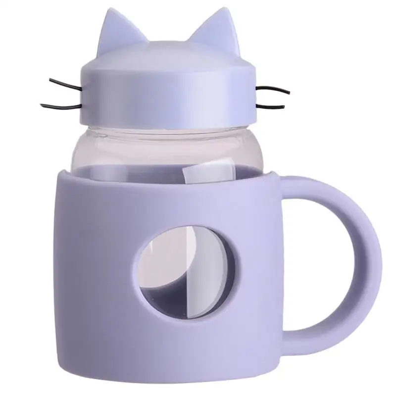 400 мл милый кот стеклянная кружка с фильтром посуда для кофе и чая чашка для путешествий на открытом воздухе Кухонные гаджеты аксессуары - Цвет: Violet