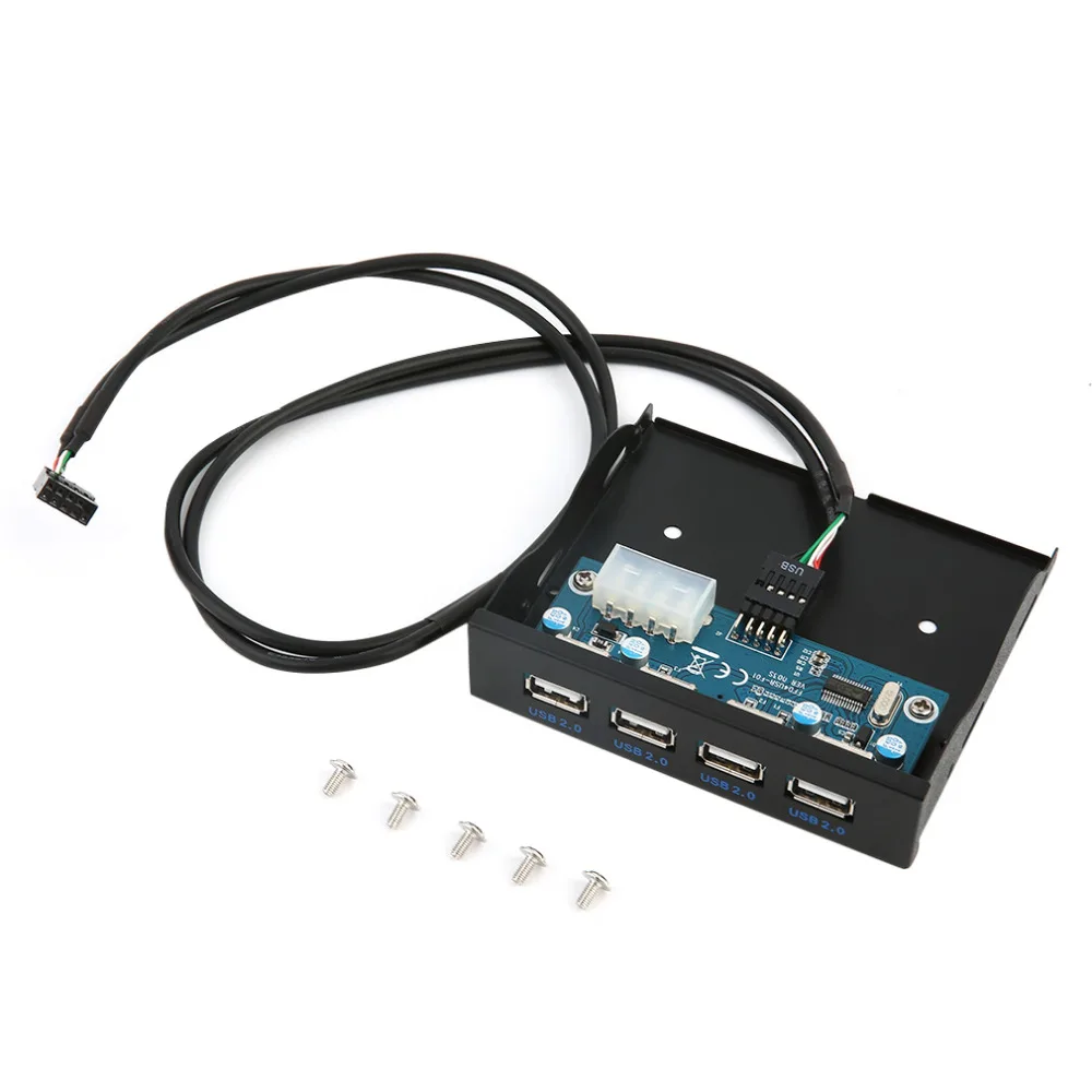 

High Quality 3.5 Inch Floppy Bay Front Panel 4 Ports USB HUB 2.0 Expansion Adapter Connector Mobile Rack Black