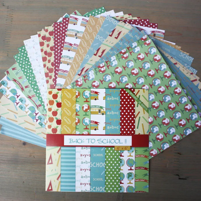 

DIY Photo Album Back to School Decorative Scrapbooking Papers Crafts Art Card 6" Single Side Printed 28 Sheets /Set