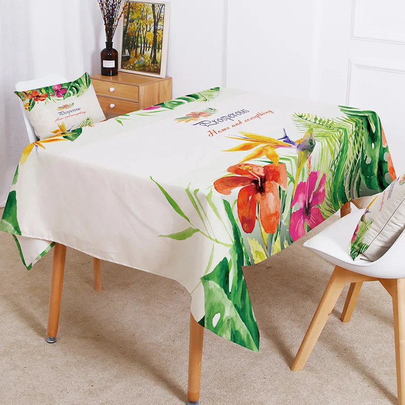 Southeast Asia Colorful Tropical Plant Table Cloth Palm Leaf Banana Leaf Exotic Home Restaurant Decorative Waterproof Tablecloth B78-2