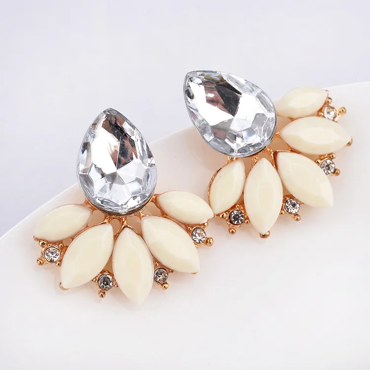 

Le Liin Gold White Opal Earrings Bridal Jewelry Crystal Cluster Earrings Blush Crystal Earrings Stud Earrings