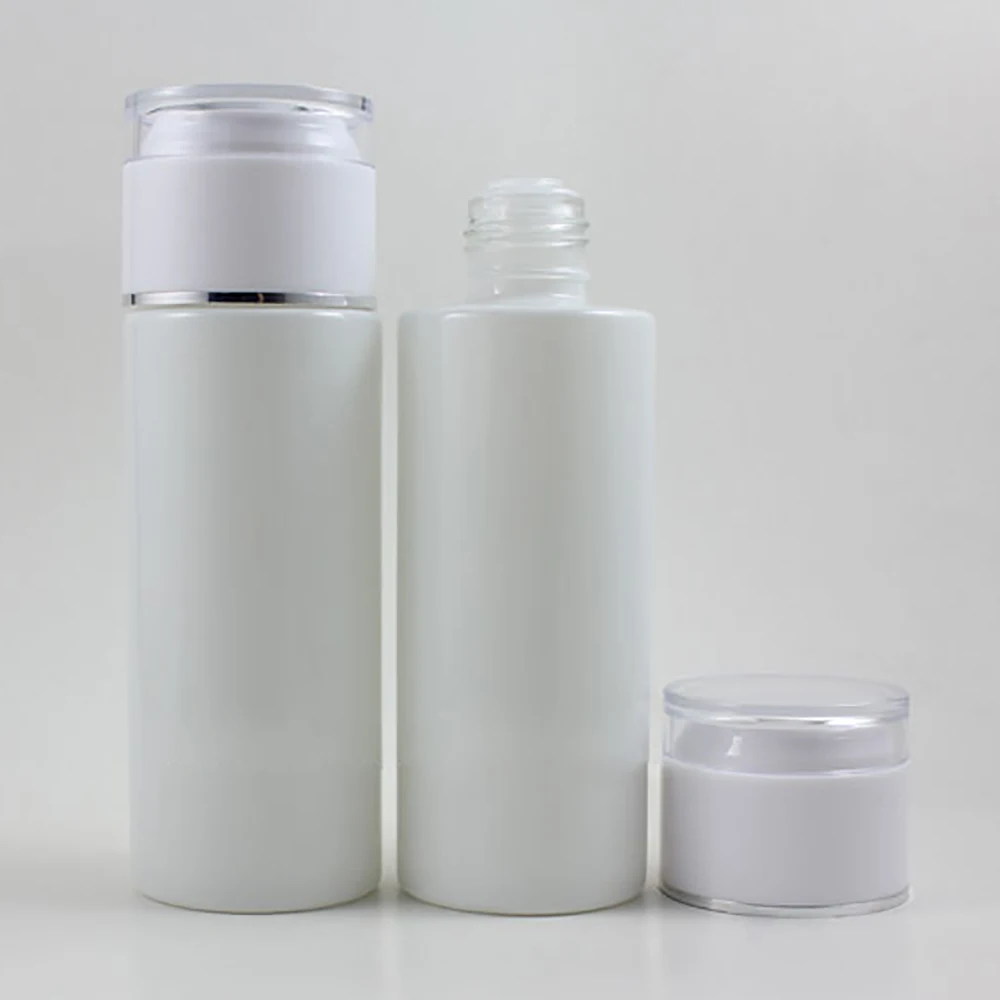 120ml round white lotion bottle with acrylic cap,4 ounce glass cosmetic