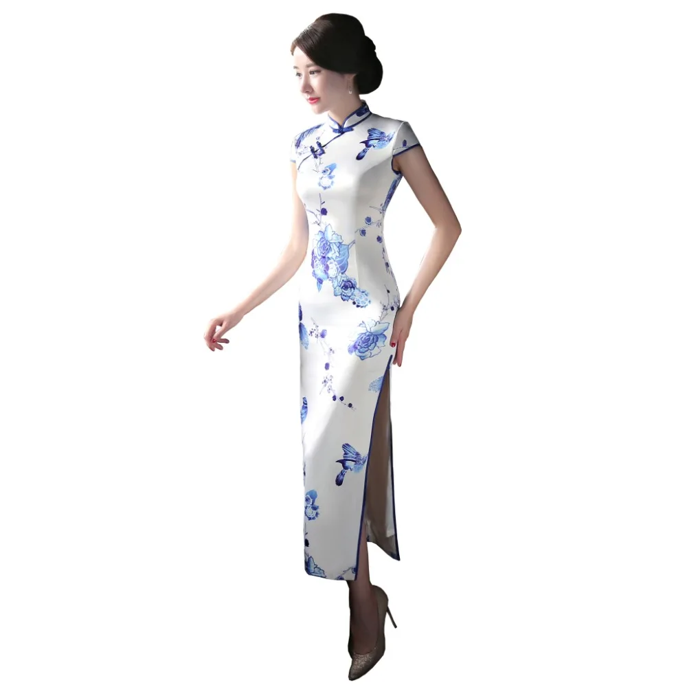 Шанхай история короткий рукав национальный тренд длинное китайское платье Чонсам длинные традиционное китайское Ципао одежда для женщин