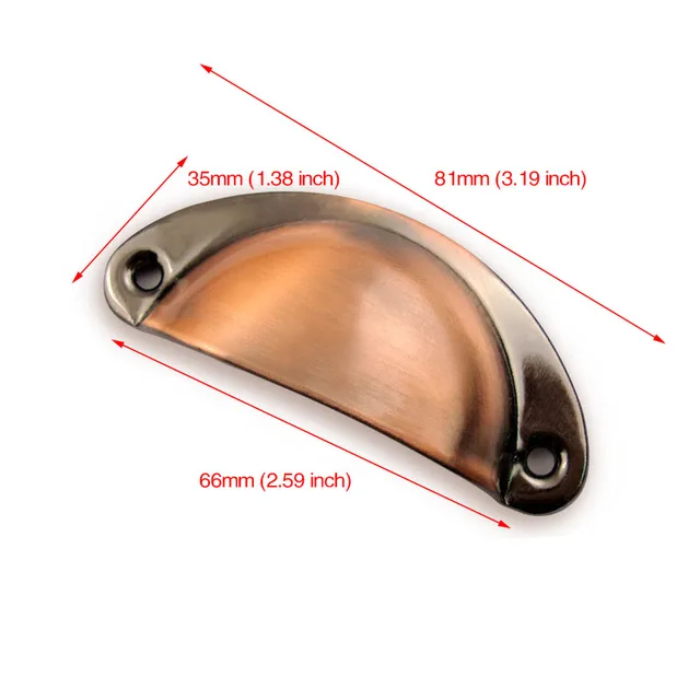 KAK 2PCS Retro Metal Kitchen Drawer Cabinet Door Handle And Furniture Knobs Handware Cupboard Antique Brass Shell Pull Handles Brushed Red Bronze