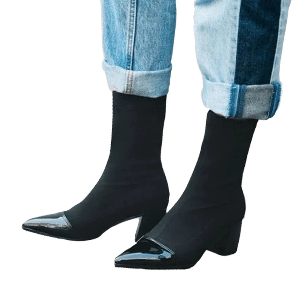 square toe mid calf boots
