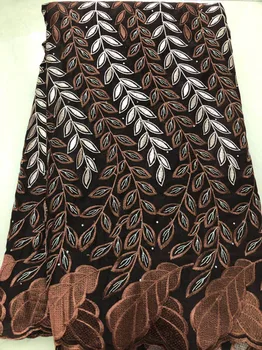 

Swiss Voile Lace In Switzerland High Quality Embroidery African Lace Fabric Fashion Cotton Lace Tulle Fabric HLL3807 coffee