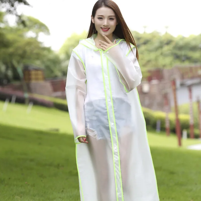 

EVA Fashion Frosted Transparent Raincoat Hiking Walk Outdoor Siamese Hiking Tourism Adult Raincoat Outdoor Tools Cute