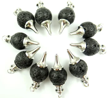 

Natural Stone Lava Bead Volcanic Rock Handmade Healing Pendulum pendant Dowsing Amulet Gem Pendant Necklace Jewelry Making 10pcs