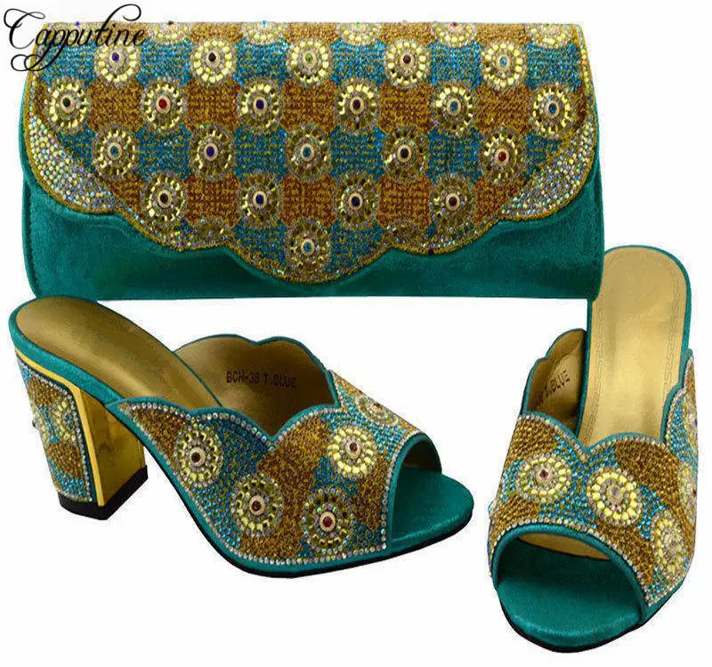 

Capputine Italian Desgin Shoes With Matching Bag Set High Quality African Slipper Shoe And Bag Set For Party Size 38-43 BCH-36