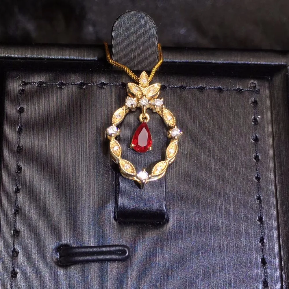 

Fine Jewelry Real 18K Gold AU750 G18K Natural 100% Red Ruby 0.26ct Pendant Gold Diamond Pendant Gemstone Necklaces for Women