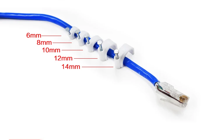 130 шт 6 мм 8 мм 10 мм 12 мм 14 мм круглый фиксатор хомуты для круглого кабеля проволочная Накладка для ногтей кабель с зажимами зажимы круглый белый домашний набор кабельные зажимы