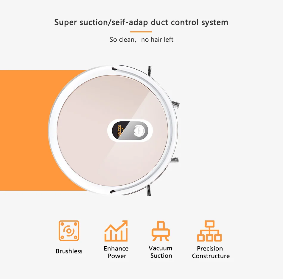 Робот-пылесос IMASS A3 для уборки и влажной уборки шерсти домашних животных и жесткого пола 78 мм ультратонкая толщина для автоматической подзарядки