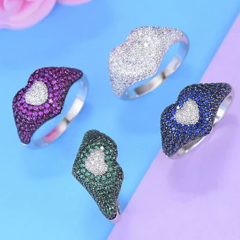 

GODKI New Collection Trendy Heart AAA Cubic Zircon Stackable Chic Ring For Women Wedding DUBAI Bridal Statement Finger Ring 2019