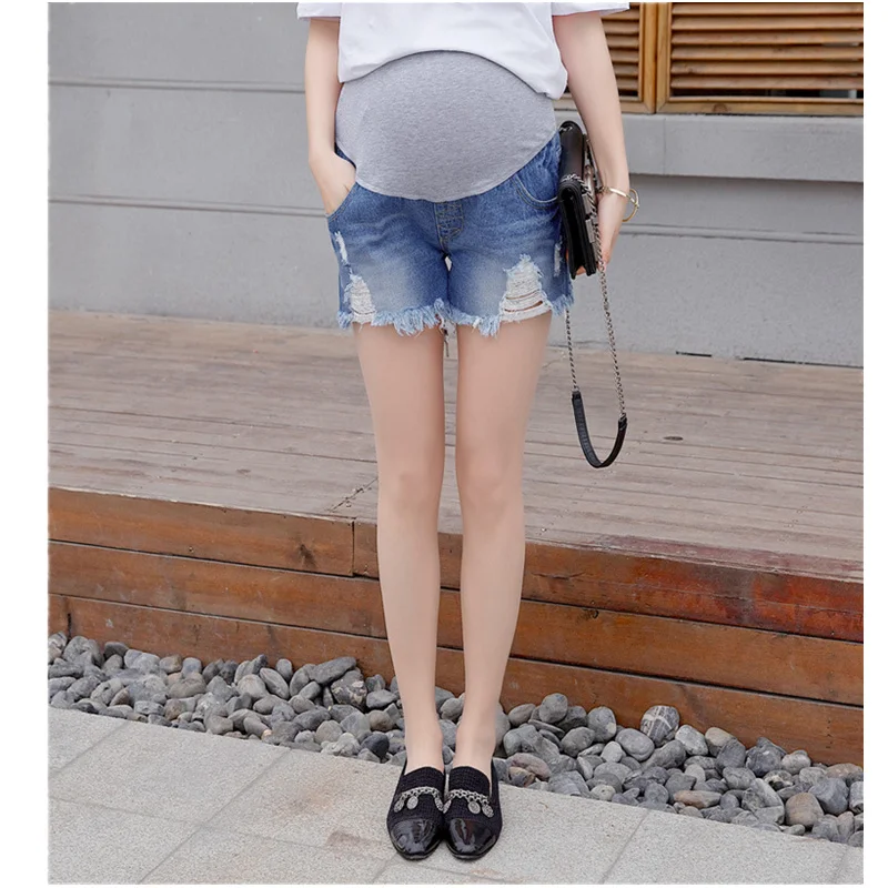 Весенние летние шорты Premama с дырками для беременных джинсовые шорты для ухода за животом модные джинсовые шорты для беременных короткие штаны