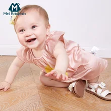 MiniBalabala/платье для маленьких девочек; хлопок; графическое платье с рукавом-бабочкой; эластичное платье трапециевидной формы для новорожденных