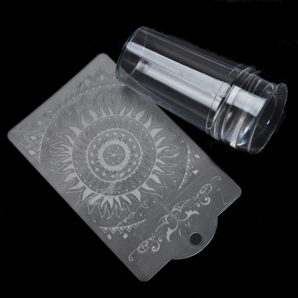 

New 1set Soft Silicon Jelly Clear Refill Head Stamper Plastic Scraper Nail Stamping Tool Marshmallow Transparent Stamp Kit