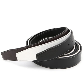 

Unisex Faux Leather Lichee Pattern No Pin Buckle Belts Double Sides Stitching Strap