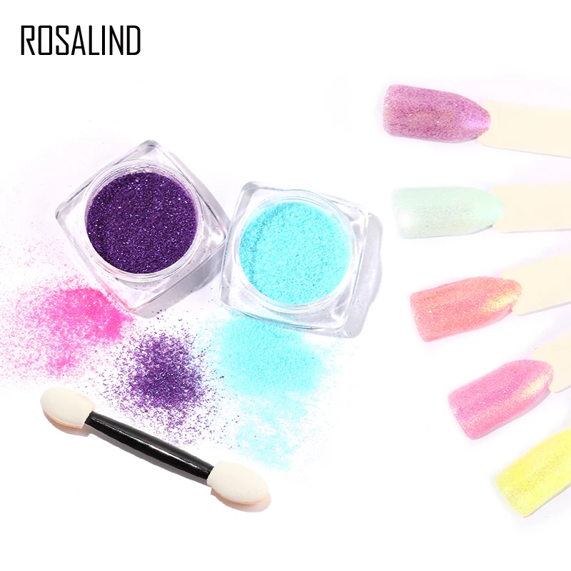 

ROSALIND 1PCS Candy Nail Glitter Shining Pigment Dust Powder For Nail Art Design UV Gel Glitterr Nail Manicure Decorations