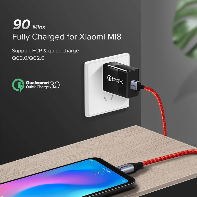 Ugreen USB نوع C كابل لسامسونج غالاكسي S10 S9 الهاتف المحمول كابل سريع USB C تهمة كابل بيانات ل Xiaomi mi8 نوع-C سلك USB
