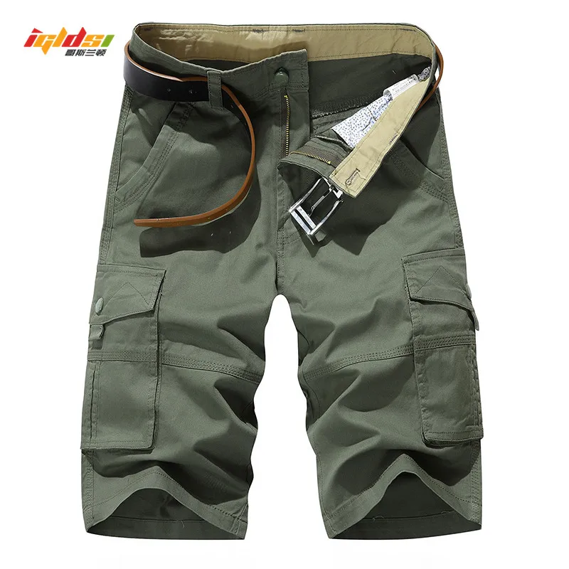 

Men's Cargo Shorts Summer Multi Pockets Army Tactical Shorts Men Cotton Military Shorts Casual Loose Knee Length Short Pants 40