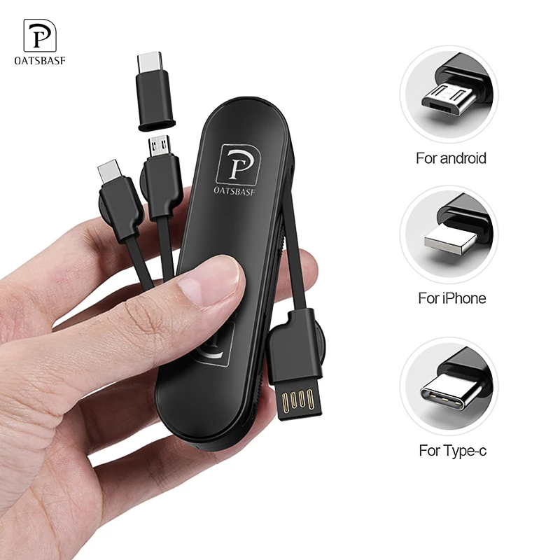 USB кабель Oatsbasf 3 в 1 для iphone 7 Samsung Galaxy S9 кабели быстрой зарядки мобильный телефон