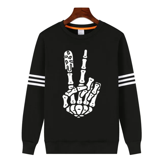 Skull Sweatshirt finger skull bones Custom Sweatshirt Punk Rock Style Long Sleeve Fashion 