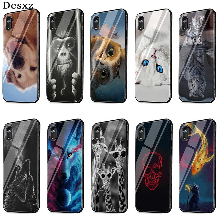 

Cell Phone Case Glass Giraffe For iPhone X XR XS Max 6 6s 7 8 Plus 5 5S SE Cover