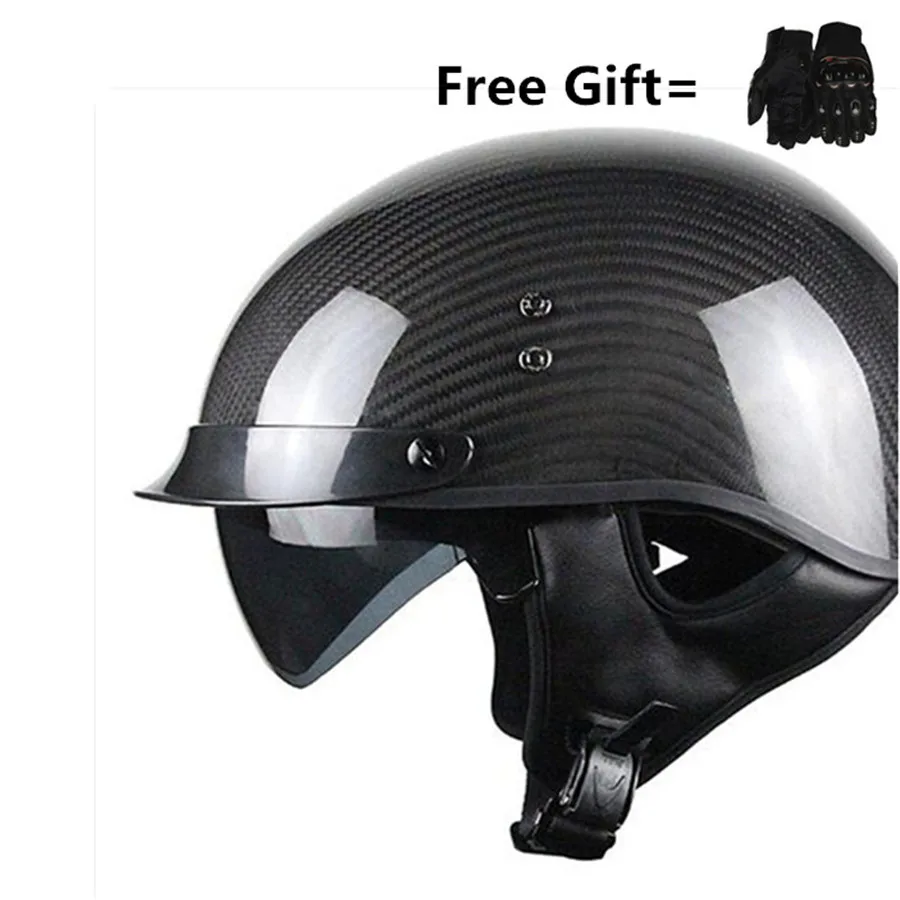 

Motorcycle Half Helmet Cruiser DOT Street Legal - Carbon Fiber (Large)