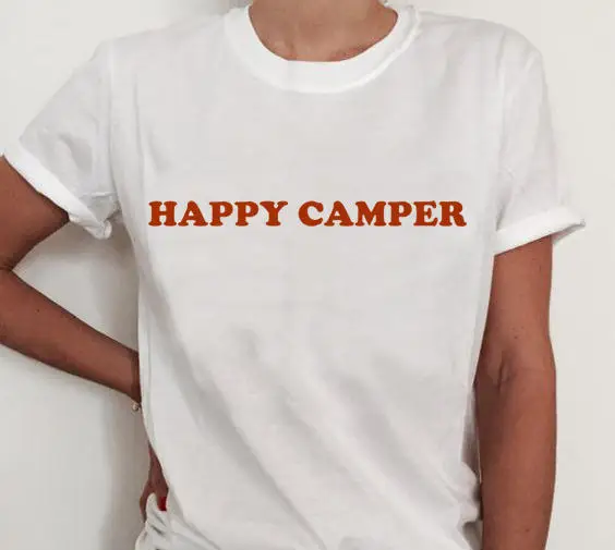 Happy Camper рубашка Tumblr рубашки Эстетическая одежда для женщин футболки Летние Стиль
