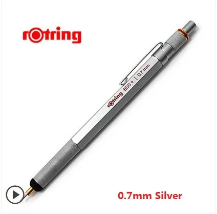 Rotring 800+ металлический механический карандаш 0,5/0,7 мм черный/серебристый Многофункциональный конденсатор ручки ручка, стилус, карандаш для рисования - Цвет: 0.7mm silver