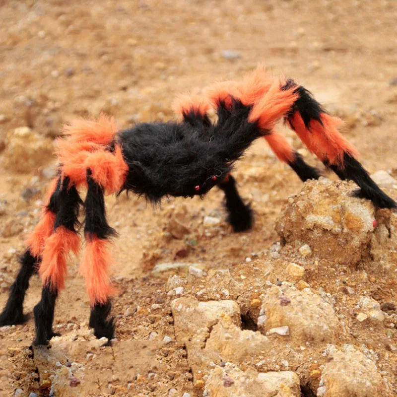 30 см-200 см супер большой провод плюшевый материал паук реалистичный черный ужасный поддельные игрушечные пауки домашние вечерние украшения для Хэллоуина