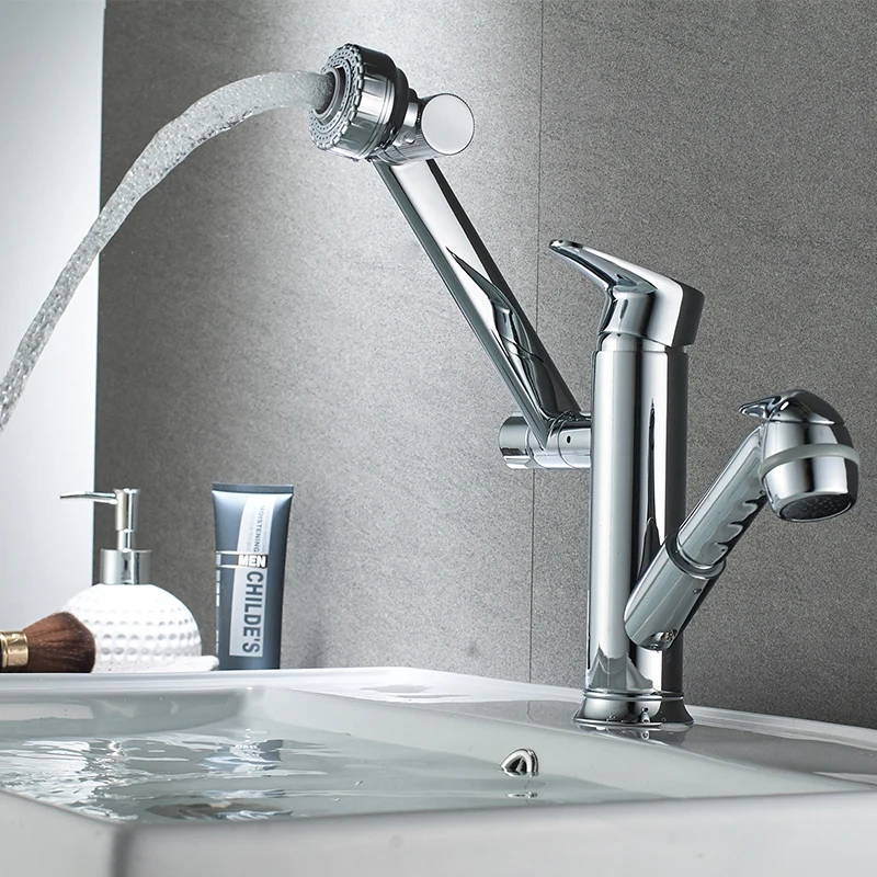

JIKU Bathroom Faucet Copper Bathroom Basin Hot And Cold Faucet Rotating Above Counter Basin Single Hole Basin Wash Basin Home