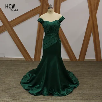 

Dark Green Mermaid Dress Evening Strapless Cap Sleeve Pleat Satin Arabic Party Gowns Long Elegant Formal Evening Dresses