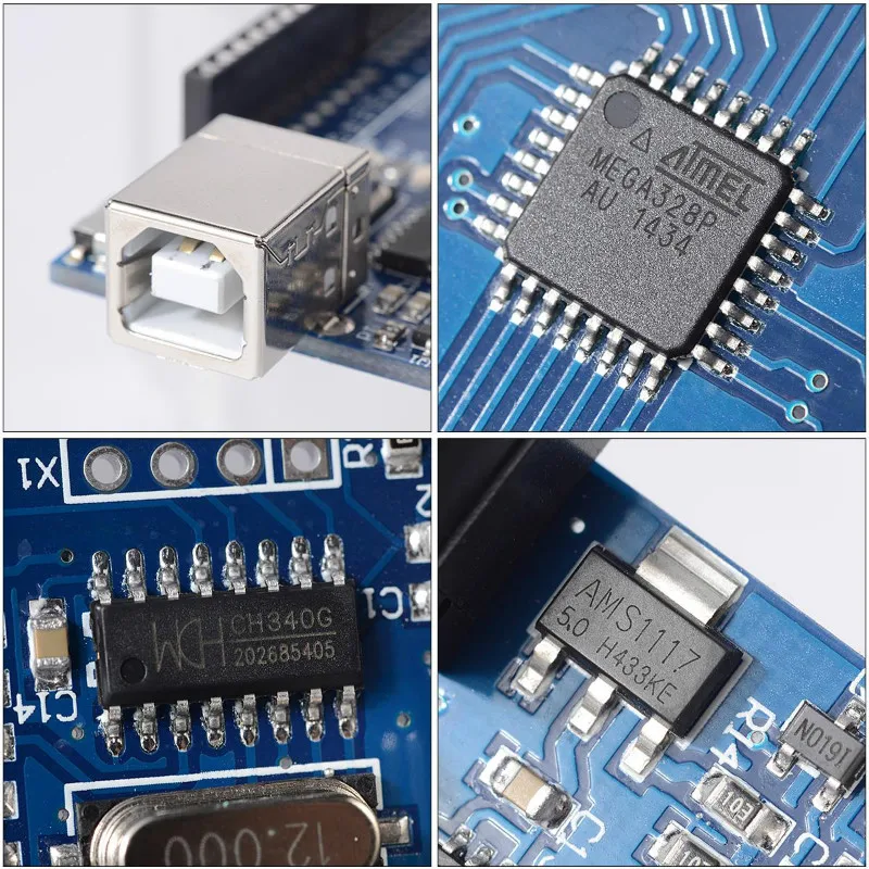 10 шт. для UNO R3 макетная плата ATmega328P CH340 CH340G для Arduino R3 с прямым штыревым разъемом